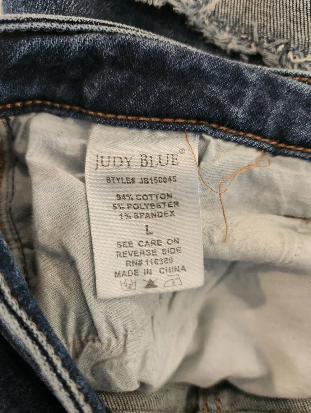 Judy Blue Distressed Denim Bermuda Shorts - Medium Blue - Women's Size Large - Picture 5 of 6